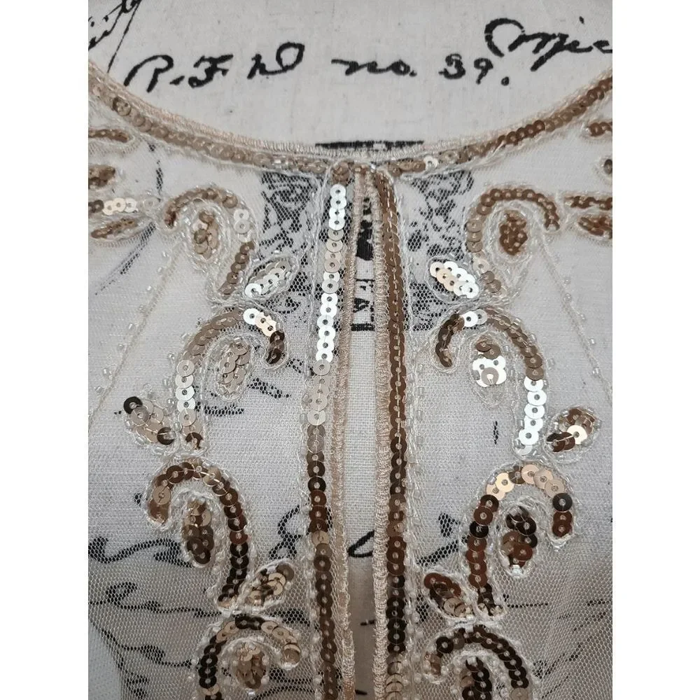 ✨ Sequin Mesh Evening Party Retro Flapper 1920s Shawl Wrap Cover Up Cape NEW